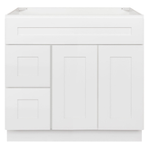 Vanity Sink Base Cabinet 36 x 21 x 34.5 Left | LessCare Alpina White