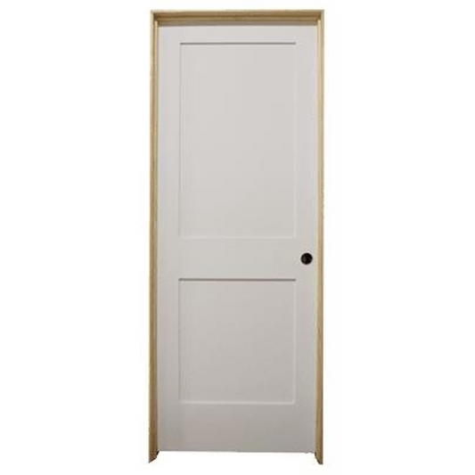 30 in x 80 in White 2-Panel Shaker Solid Core Primed MDF Prehung Interior Door