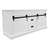 Farmhouse 72 in Double Sink Bathroom Vanity in White with Calacatta Gold Quartz Countertop