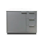 Amelie 36 in Single Sink Bathroom Vanity in Grey with Carrara White Countertop