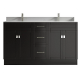 Satar 60 in Double Sink Bathroom Vanity in Espresso with White Quartz Countertop