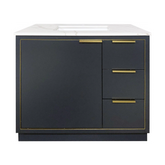 Amelie 36 in Single Sink Bathroom Vanity in Blue with Calacatta Quartz Countertop