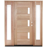 5/9x6/8 Exterior Mahogany Prehung Door | Three Line Glass with Sidelights