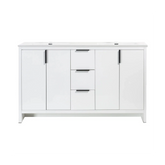 Evana 60" W Freestanding Double Vanity with Double Sink Top White | LessCare