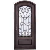 Capri 3/6x8/0 Eyebrow Exterior Prehung Wrought Iron Door