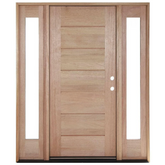 5/9x6/8 Exterior Mahogany Door | Horizontal Lines with Sidelights
