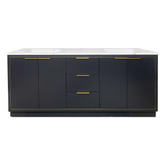 Amelie 72 in Double Sink Bathroom Vanity in Blue with Calacatta Quartz Countertop