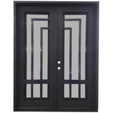 Oslo 6/0x8/0 Square Exterior Wrought Iron Prehung Double Door