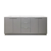 Amelie 72 in Double Sink Bathroom Vanity in Grey with Carrara White Marble Countertop