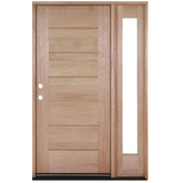 53 in x 80 in Exterior Wood Door | Horizontal Lines with Right Sidelight