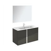 Onix+ by Royo Modern 40 in. Wall-Mount 2 Drawers Anthracite Vanity Cabinet with Mirror