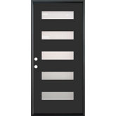 3/0x8/0 Single Prehung Fiberglass Door with 5 Lites in Black