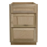 21 in. Drawer Base Vanity Cabinet in Unfinished Poplar | Shaker Style | 3 Drawer