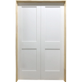 3/0x6/8 White Shaker 2-Panel Solid Core Primed MDF Prehung Interior French Door