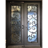 Lily 6/0x8/0 Exterior Wrought Iron Prehung Double Door