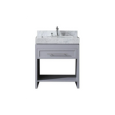 Venetian 36 in Single Sink Bathroom Vanity in Grey with Carrera White Marble Countertop