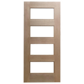 36x80 in. Exterior Mahogany Door Slab | Modern 4 Lite