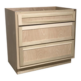 Kitchen Drawer Base Cabinet | Unfinished Poplar | Shaker Style | 36 in | 3 Drawer
