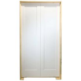 36 in X 80 in White Shaker 1-Panel Solid Core Primed MDF Prehung Interior French Door