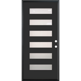 3/0x6/8 Single Prehung Fiberglass Door in Black with 6 Lites