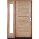 53 in x 80 in Exterior Mahogany Door | Horizontal Lines with Left Sidelight