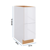 Modernform Cabinet Gloss White 12" W X 34 1/2" H X 24" D 2 Drawer Base Cabinet