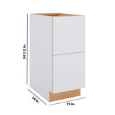 Modernform Cabinet Matte White 15" W X 34 1/2" H X 24" D 2 Drawer Base Cabinet