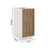 Modernform Cabinet Walnut 15" W X 34 1/2" H X 24" D 2 Drawer Base Cabinet