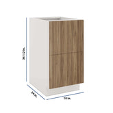 Modernform Cabinet Walnut 18" W X 34 1/2" H X 24" D 2 Drawer Base Cabinet