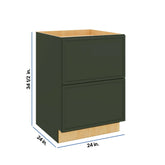 Modernform Cabinet Slim Sage Green 24" W X 34 1/2" H X 24" D 2 Drawer Base Cabinet