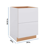 Modernform Cabinet Matte White 24" W X 34 1/2" H X 24" D 2 Drawer Base Cabinet