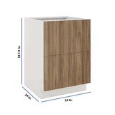 Modernform Cabinet Walnut 24" W X 34 1/2" H X 24" D 2 Drawer Base Cabinet