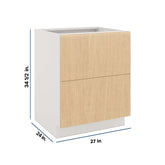 Modernform Cabinet Natural Oak 27" W X 34 1/2" H X 24" D 2 Drawer Base Cabinet