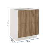 Modernform Cabinet Walnut 27" W X 34 1/2" H X 24" D 2 Drawer Base Cabinet
