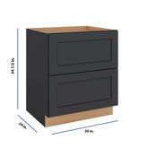 Modernform Cabinet Onyx Black Shaker 30" W X 34 1/2" H X 24" D 2 Drawer Base Cabinet