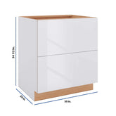 Modernform Cabinet Gloss White 30" W X 34 1/2" H X 24" D 2 Drawer Base Cabinet