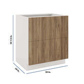 Modernform Cabinet Walnut 30" W X 34 1/2" H X 24" D 2 Drawer Base Cabinet