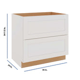 Modernform Cabinet White Shaker 36" W X 34 1/2" H X 24" D 2 Drawer Base Cabinet