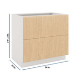Modernform Cabinet Natural Oak 36" W X 34 1/2" H X 24" D 2 Drawer Base Cabinet