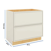 Modernform Cabinet Slim Dove White 36" W X 34 1/2" H X 24" D 2 Drawer Base Cabinet