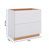 Modernform Cabinet Matte White 36" W X 34 1/2" H X 24" D 2 Drawer Base Cabinet