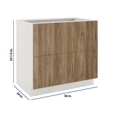 Modernform Cabinet Walnut 36" W X 34 1/2" H X 24" D 2 Drawer Base Cabinet