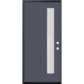 3/0x6/8 Single Prehung Fiberglass Door in Grey with 1 Lite