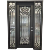 Carmen 5/9x8/0 Square Exterior Wrought Iron Prehung Double Door