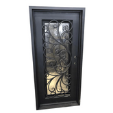 Violet 3/0x6/8 Exterior Wrought Iron Prehung Single Door