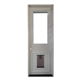 2/8x8/0 Prehung Fiberglass Exterior Door with Miniblinds and a Doggy Door