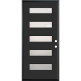 3/0x6/8 Single Prehung Fiberglass Door in Black with 5 Lites