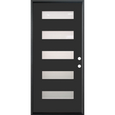3/0x8/0 Single Prehung Fiberglass Door with 5 Lites in Black