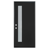 3/0x6/8 Single Prehung Fiberglass Door in Black with 1 Lite