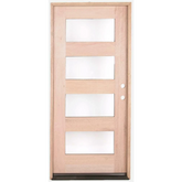3/0x6/8 Mahogany Exterior Prehung Door | Modern 4 Lite